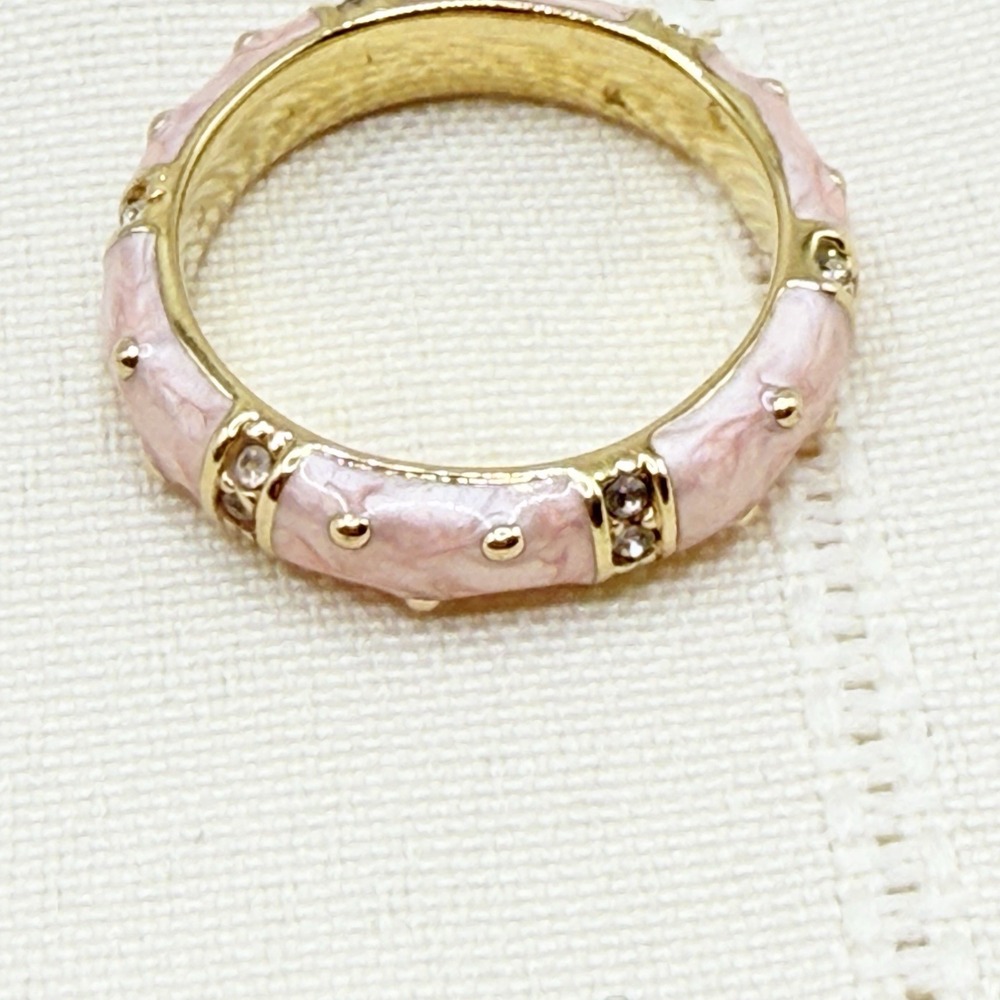 Lauren G Adams LGA China Blush Pink Enamel Crystal Size 6 Ring